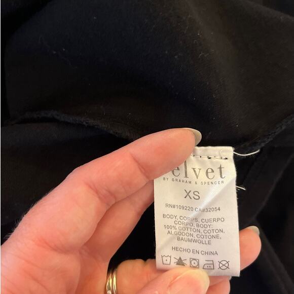 Velvet for Anthropologie Short Balloon Sleeve Mini Dress Size XS Black V-Neck - Picture 4 of 7